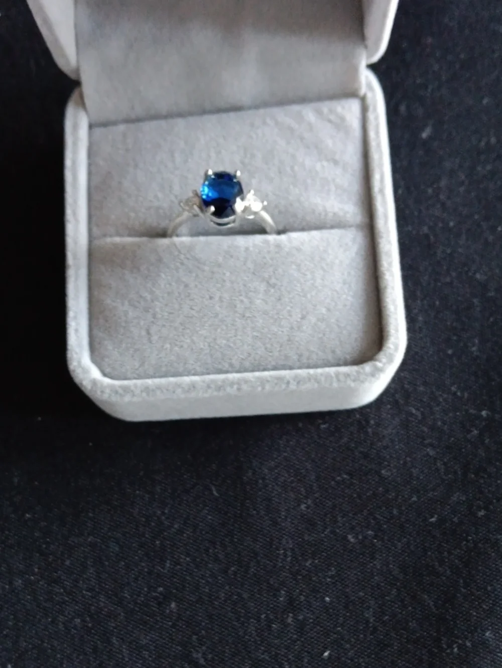 Sapphire Blue Solitaire Ring in Silver